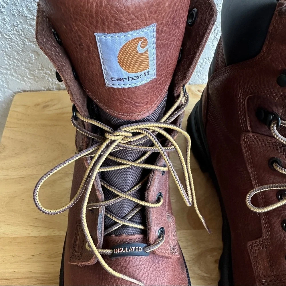 Carhartt Men's 6" Brown Leather Work Boots Insulated Waterproof Steel Toe Sz 13 - Picture 12 of 12